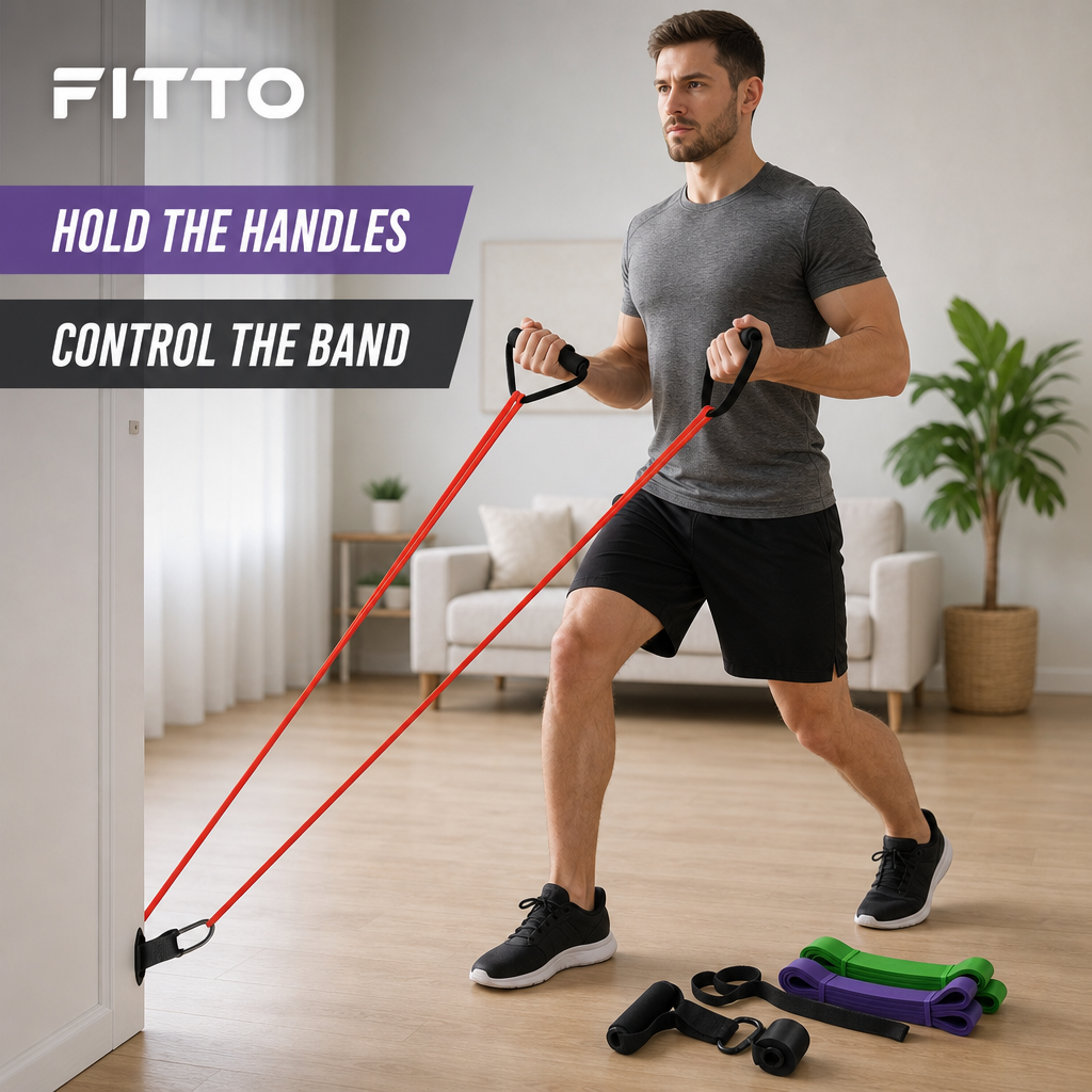 48 Pieces Resistance Bands Exercise Set, 4-Piece Home Workout Kit with Handles and Anchor Straps, Multicolor