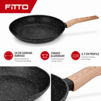 48 Pieces Forged Aluminium Frying Pan, 24 x 4.7 cm, Round Black Cookwares Without Lid