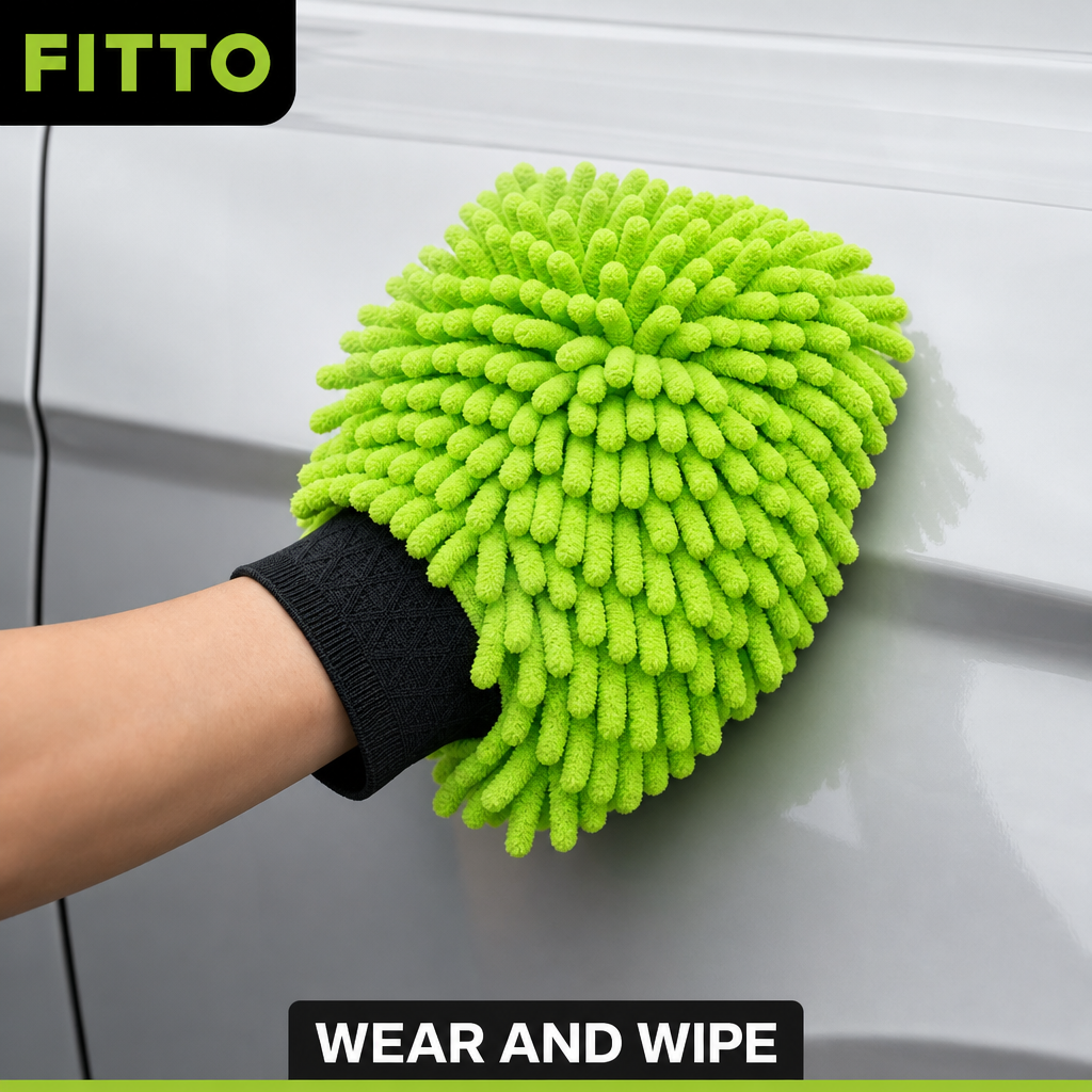 96 Pieces Car Wash Mitt, 2-in-1 Microfiber Cleaning Mitt, Green, 25 x 18 x 7 cm
