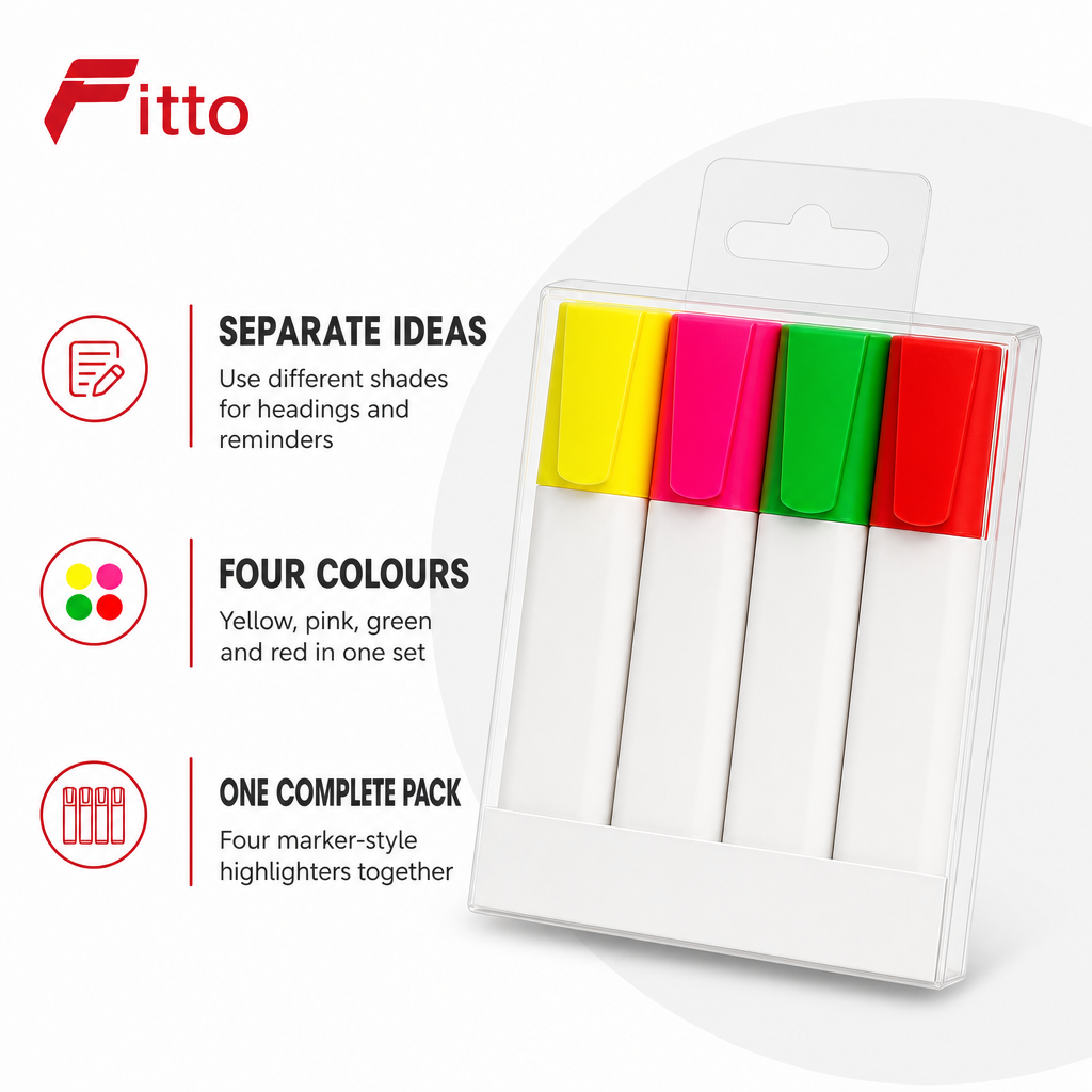 144 Pieces Highlighters, Assorted Colours, 4 Pack