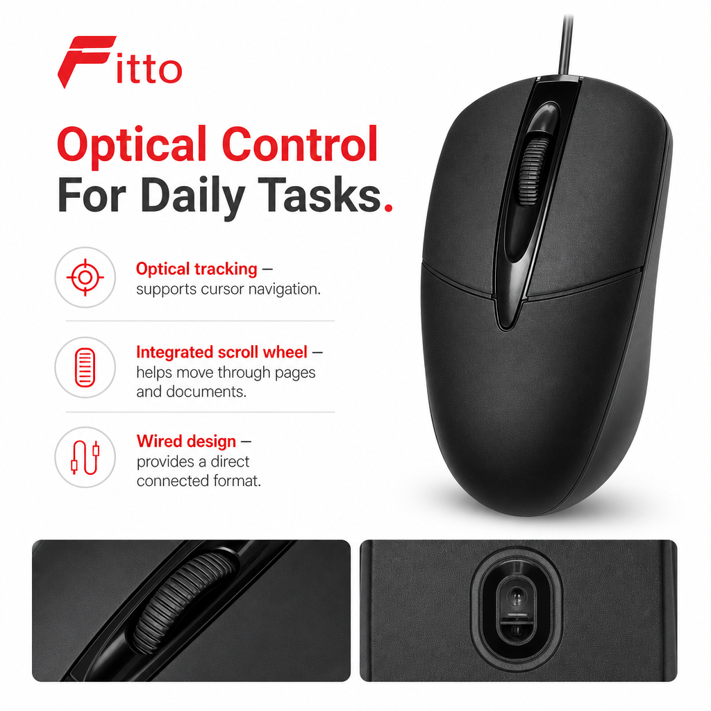 120 Pieces Wired Optical Mouse M305, Black, 1 Piece