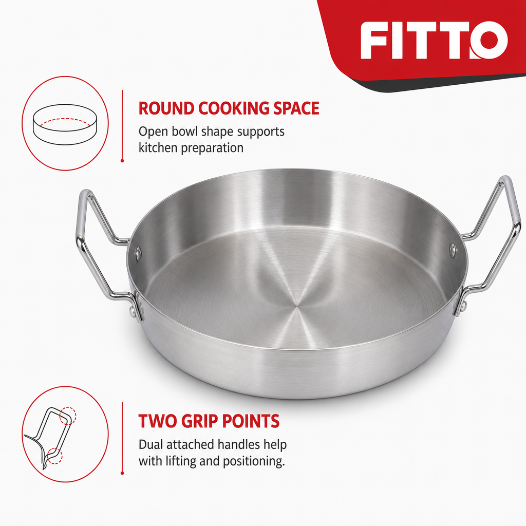 60 Pieces Aluminum Kadai Cooking Pan with Dual Handles, Round Silver Cookwares for Kitchen Preparation