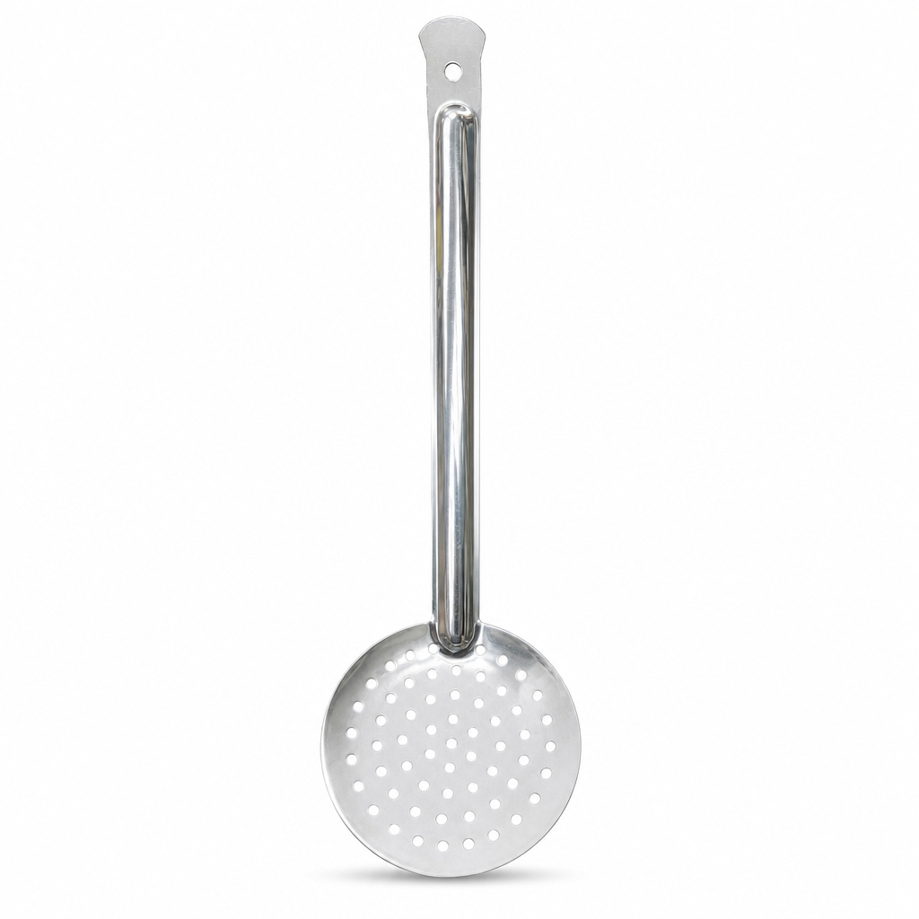 144 Pieces Stainless Steel Skimmer Spoon, Perforated Cooking Utensil, Silver, 37 x 10.5 cm, 1 Piece