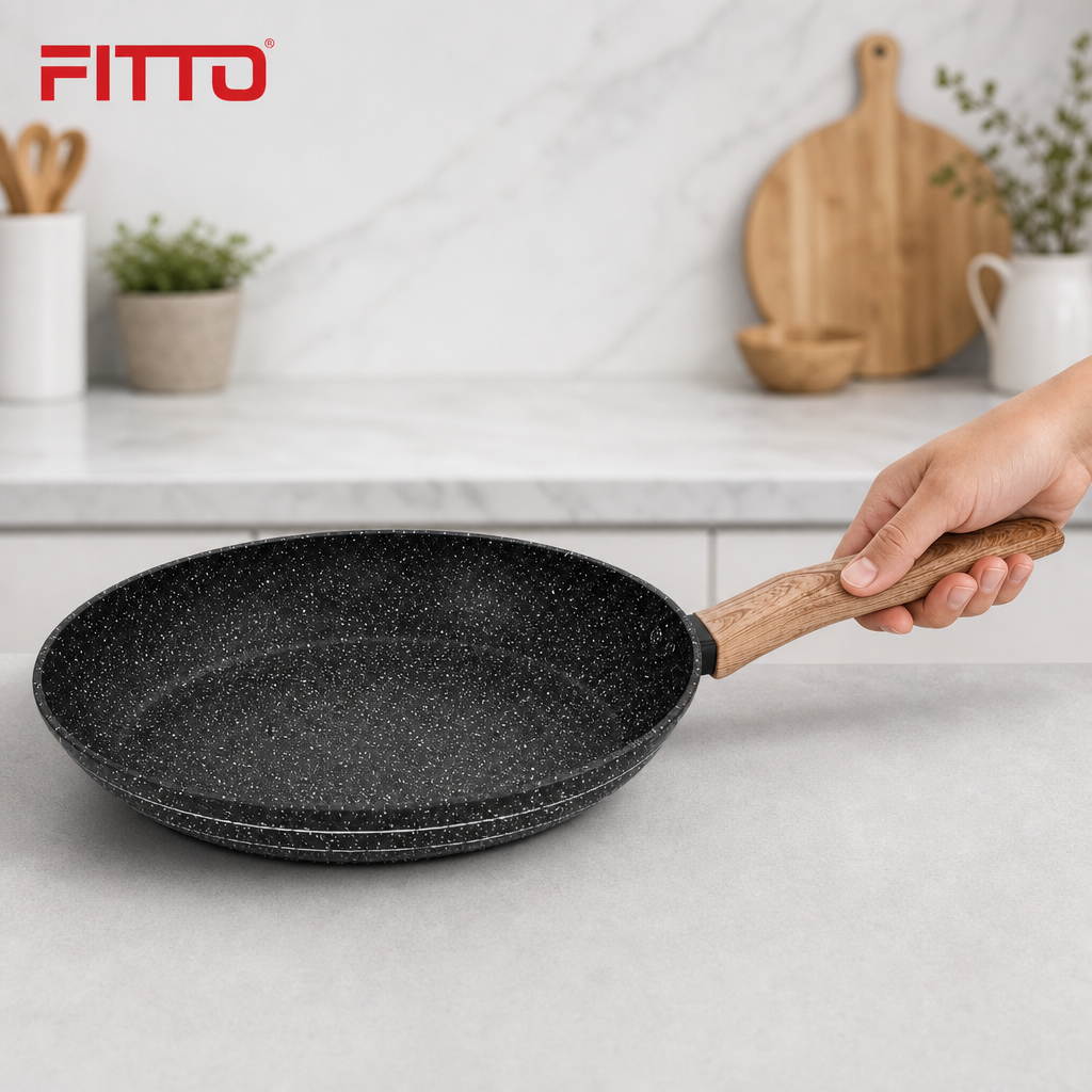 48 Pieces Forged Aluminium Frying Pan, 24 x 4.7 cm, Round Black Cookwares Without Lid