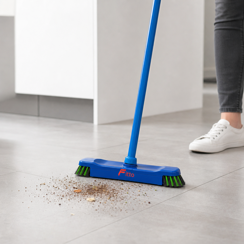 96 Pieces Hard Floor Broom with Iron Handle, 120 cm, Assorted Colour