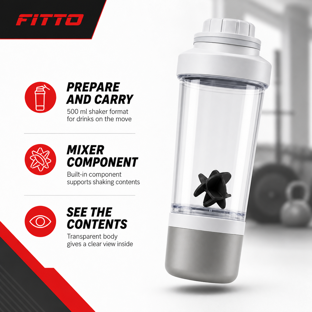 96 Pieces Sports Shaker Bottle with Mixer, 500 ml, White