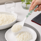 144 Pieces Rice Ladle with Green Floral Handle, White, 26 cm