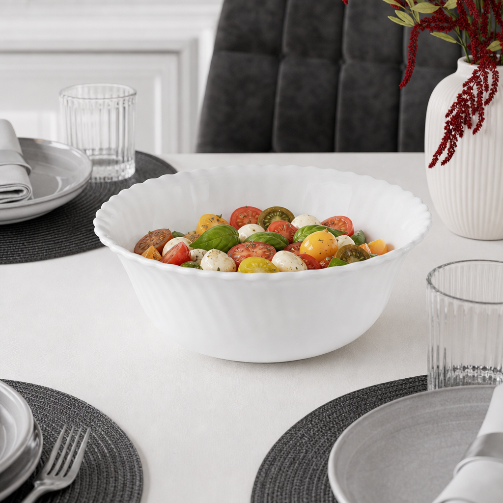 96 Pieces Opal Glass Serving Bowl, 9 Inch White Tablewares