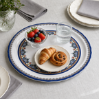 96 Pieces Melamine Round Serving Trays, Wavy Edge, 35 cm, Patterned Design