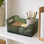 120 Pieces Storage Box with Cutout Handles, Rectangular Plastic Organizer, Green or Clear, 20 × 14 × 8 cm