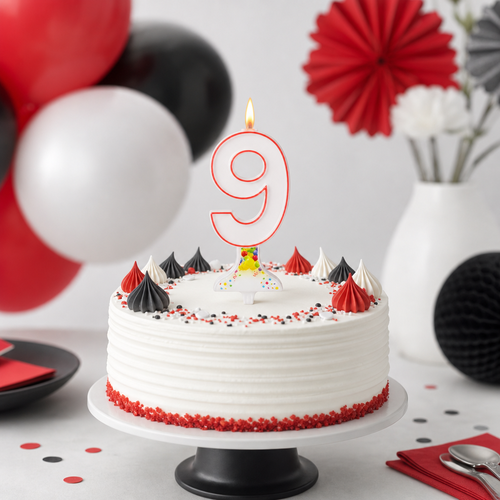 120 Pieces Mixed Colour LED Number 9 Cake Candle for Birthday Celebrations