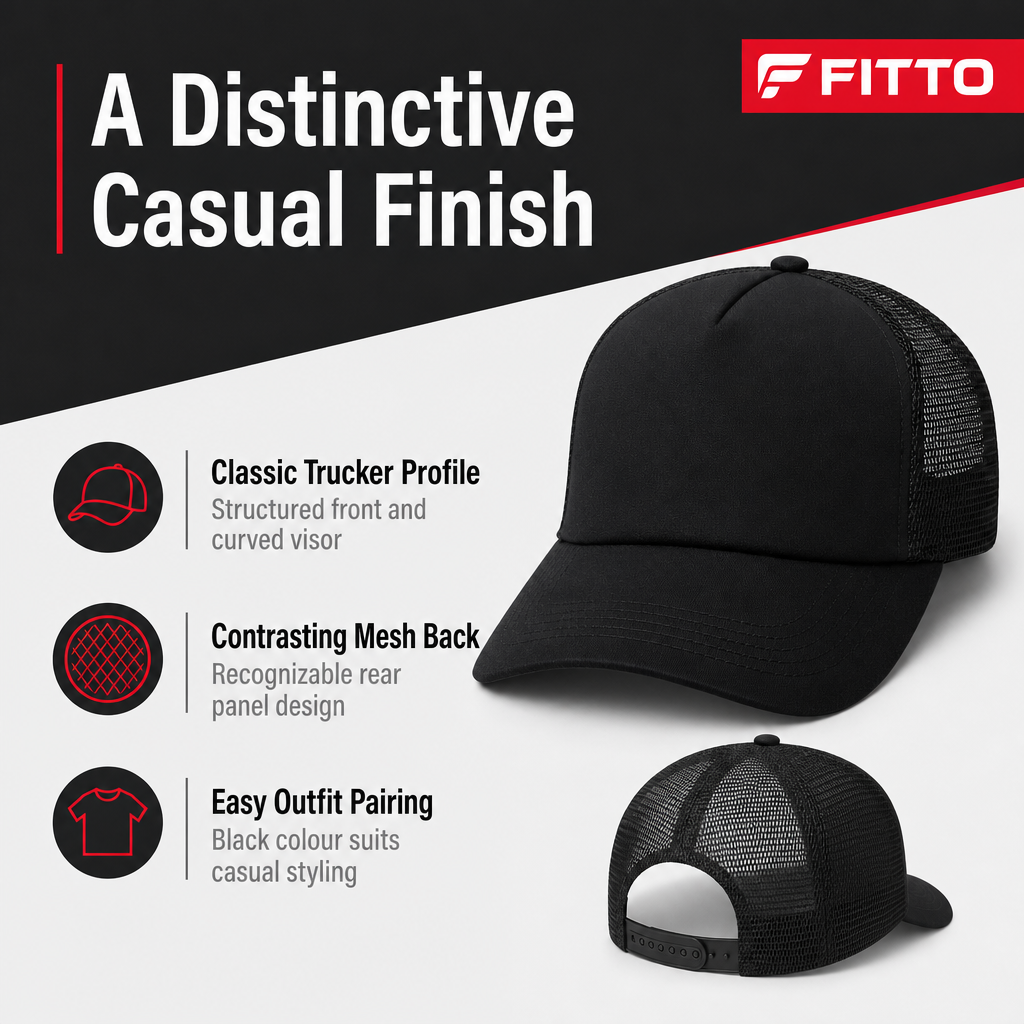120 Pieces Trucker Caps Black Mesh-Back Curved Visor One Piece