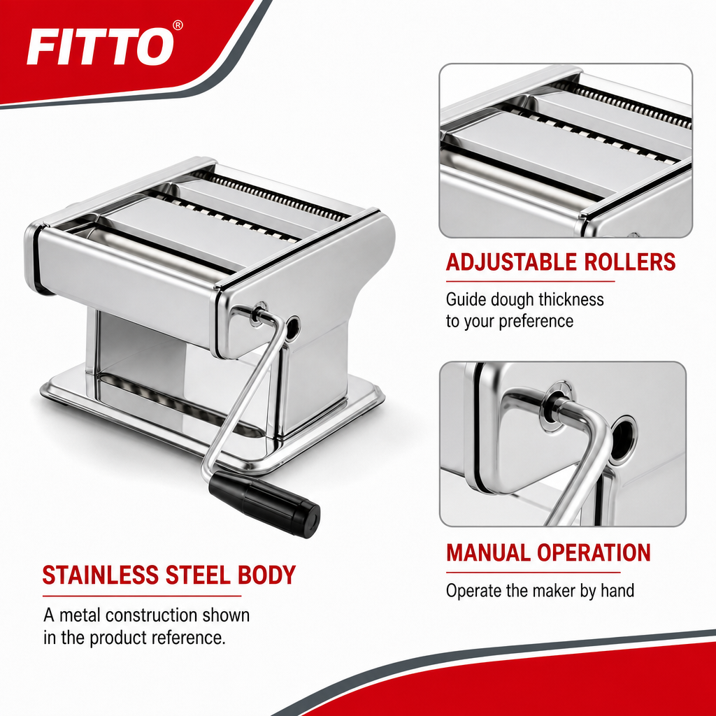 60 Pieces Stainless Steel Pasta and Noodle Maker with Adjustable Rollers, Manual Dough Sheeter, 1 Piece