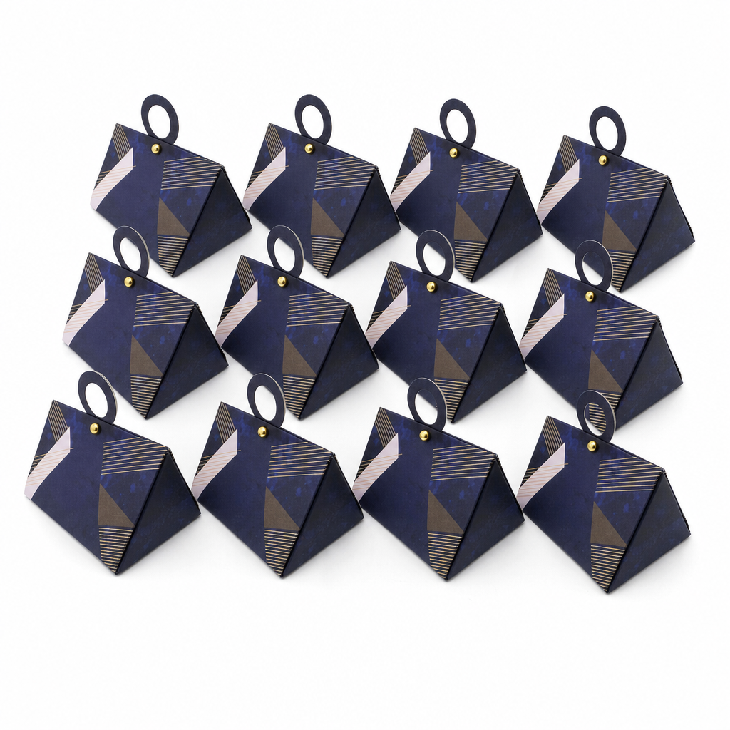 96 Pieces Blue Triangular Prism Candy Favor Boxes, 7.5 x 7.5 x 13 cm, 12 Pieces