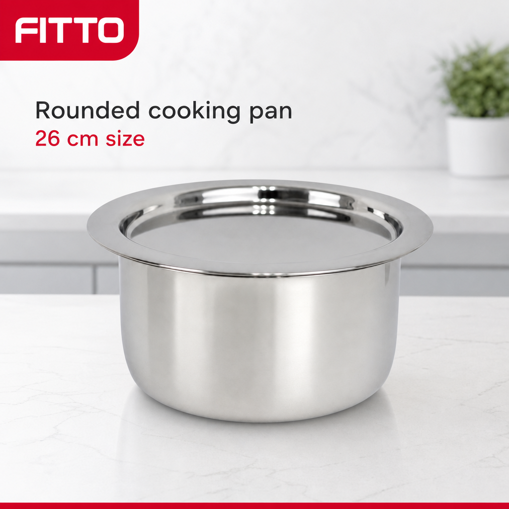 48 Pieces Stainless Steel Cooking Pan with Plain Bottom, 26 cm