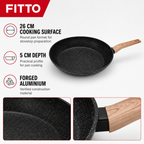 48 Pieces Forged Aluminium Frying Pan Without Lid, 26 x 5 cm, Black