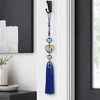 144 Pieces Blue and Gold Hanging Tassel Ornament with Heart Detail, Decorative Home Accent, 1 Piece, 30 cm