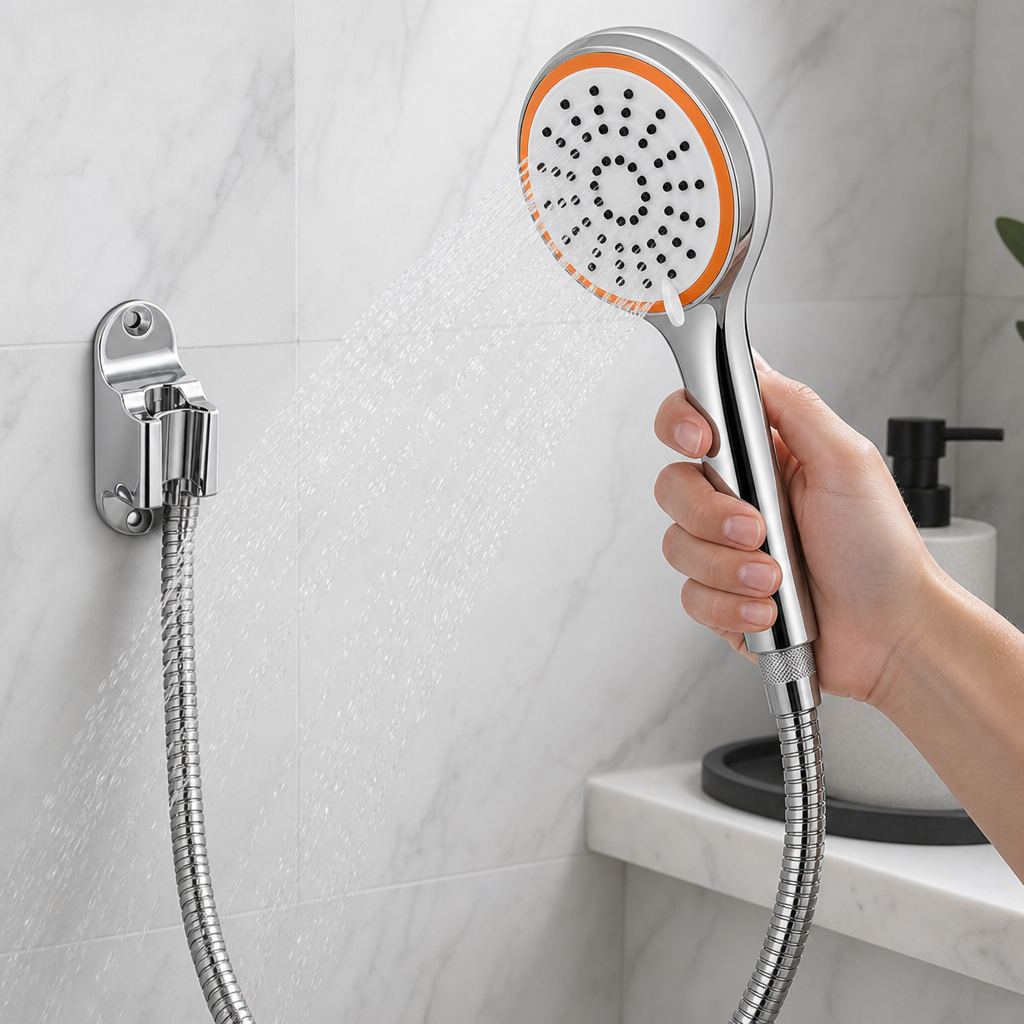96 Pieces Hand Shower Head White and Chrome with 1.5 m Flexible Hose