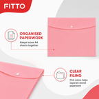 240 Pieces A4 Plastic Button Document Folder Pink 1 Piece