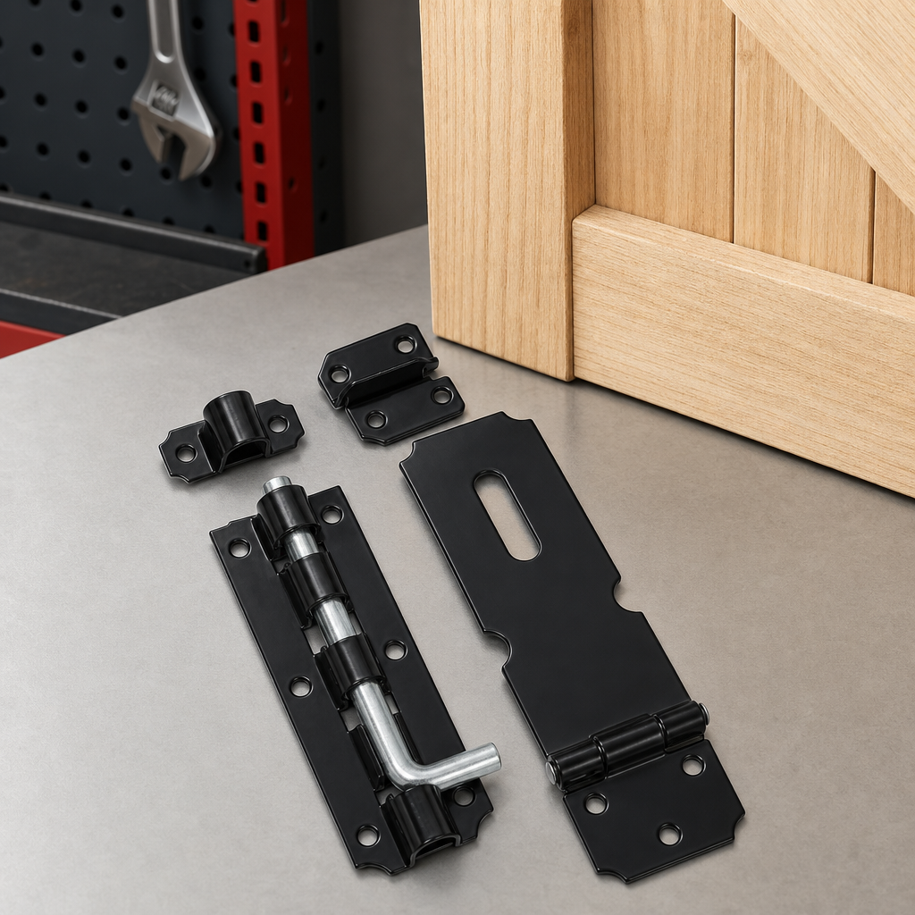 240 Pieces Heavy-Duty Door Latch and Bolt Set, 15 cm, Black and Silver, 1 Set