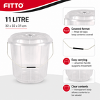 96 Pieces Transparent Plastic Bucket with Lid and Carry Handle, 11 Litre