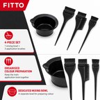 144 Pieces Black Hair Dye Application Kits with Mixing Bowl and Brushes, 4-Piece Set