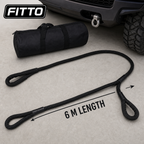 48 Pieces Kinetic Vehicle Recovery Tow Rope, 6 m, 13.2-Ton Specification, 30% Elasticity, Black
