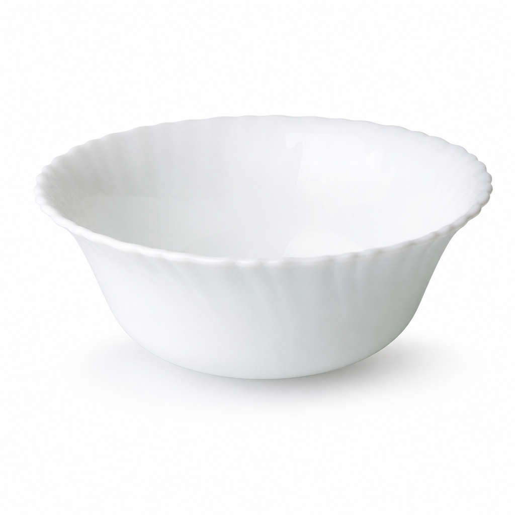 96 Pieces Opal Glass Salad Bowl, 7 Inch, Fluted Rim Serving Bowl for Kitchen Tablewares