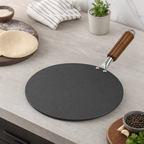72 Pieces Non-Stick Tawa Pan with Wooden Handle, 14 Inch Round Black Griddle
