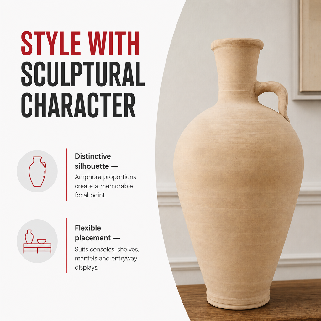 96 Pieces Natural Terracotta Amphora Vase with Handle, 25 cm