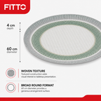 60 Pieces Round Woven Serving Trays, 60 cm, Soft Grey and Muted Green Design