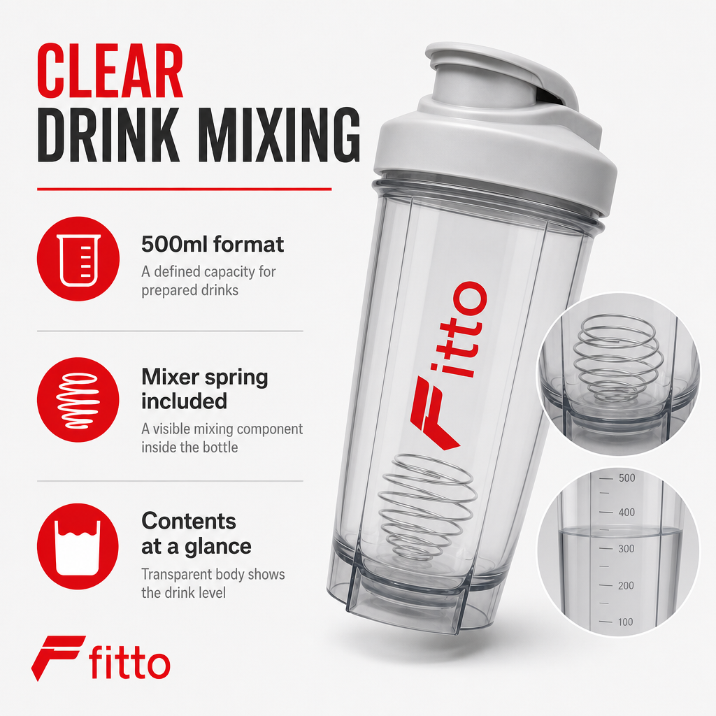 120 Pieces 500ml Shaker Bottle with Mixer Spring, Clear Sports Water Bottles for Fitness and Training