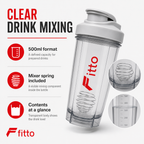 120 Pieces 500ml Shaker Bottle with Mixer Spring, Clear Sports Water Bottles for Fitness and Training