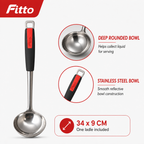 120 Pieces Black and Red Stainless Steel Soup Ladle, 34 x 9 cm, 1 Piece