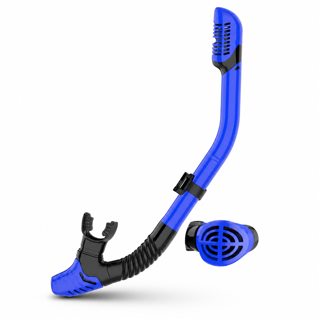 96 Pieces Dry Top Swimming Snorkel with Purge Valve, Flexible Tube and Mask Strap Clip, Blue