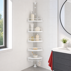 60 Pieces White Multi-Tier Corner Shower Caddy and Bathroom Storage Shelf, 1 Set
