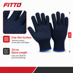 96 Pieces Knitted Grip Work Gloveses, Navy Blue, 24 cm, 1 Pair