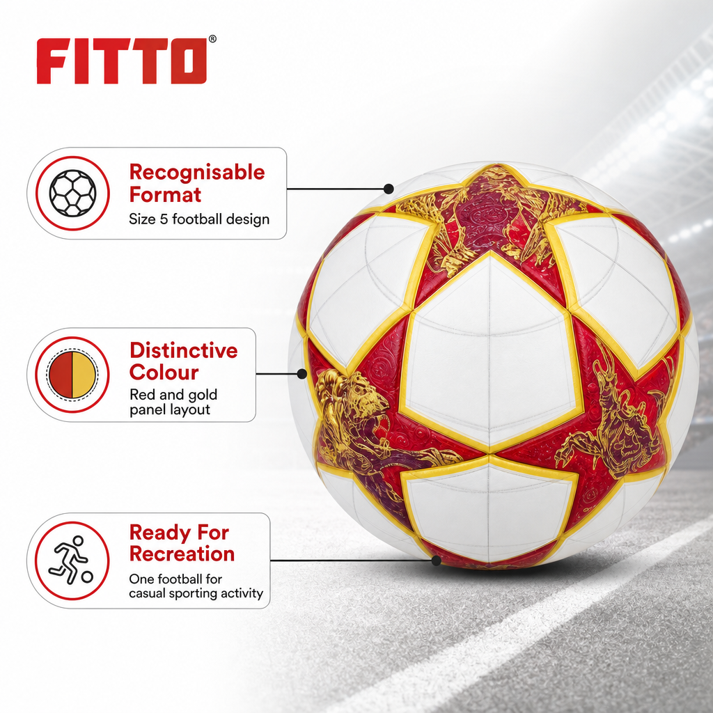 60 Pieces Size 5 Football, Red and Gold Design, 22 cm Sports Ball for Recreational Play