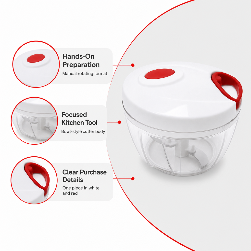 96 Pieces Manual Spin Cutter, Rotating Food Preparation Tools, White and Red, 1 Piece