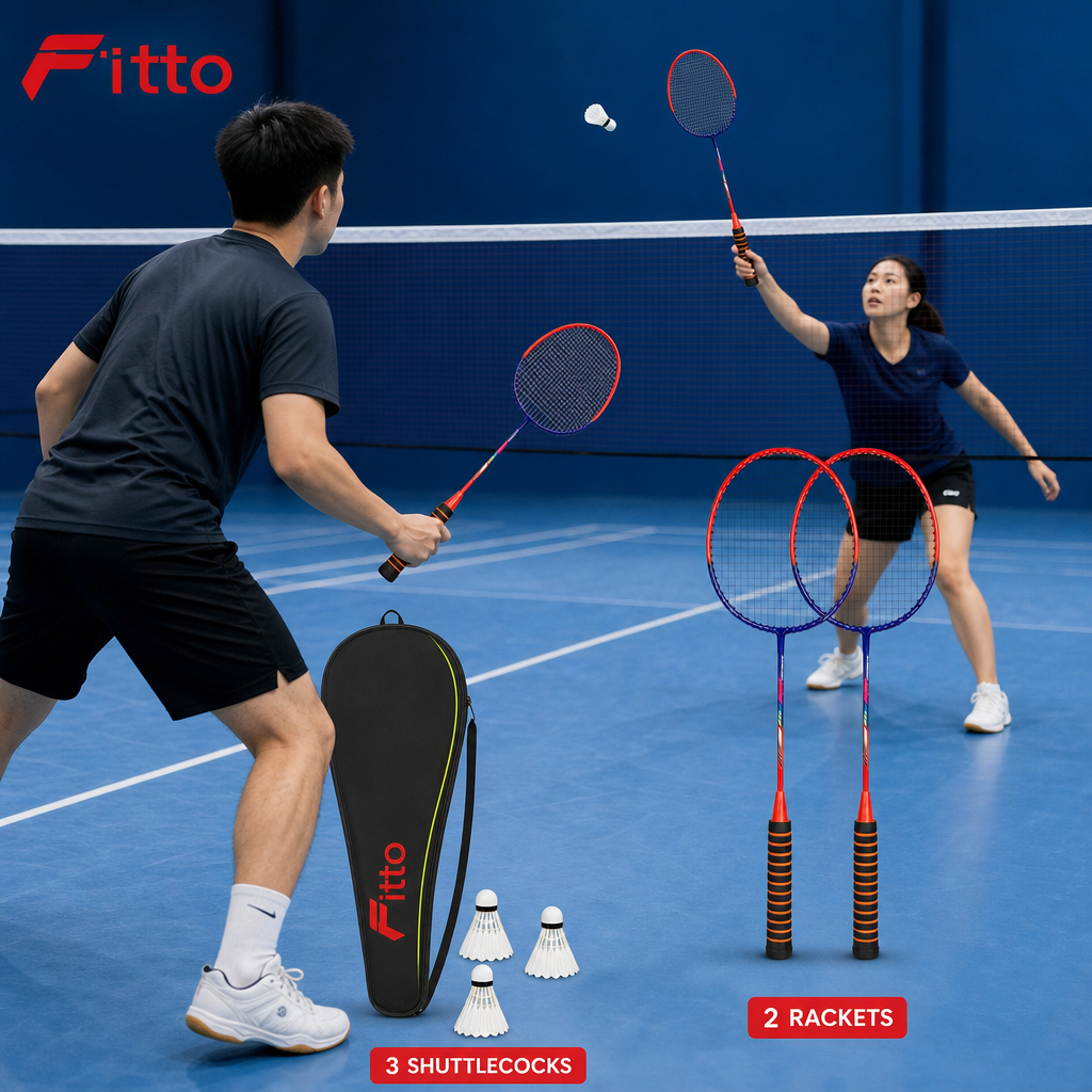 72 Pieces Badminton Racket Set with 2 Rackets, 3 Shuttlecocks and Carry Bag