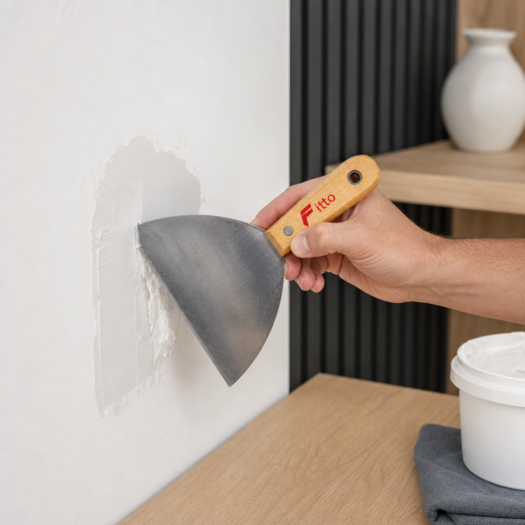 48 Pieces 6 Inch Putty Knife Paint Scraper with Wooden Handle, Natural Wood and Black, 1 Piece