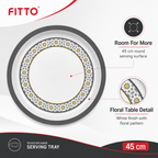 72 Pieces Round Melamine Serving Trays, 45 cm, White with Floral Pattern