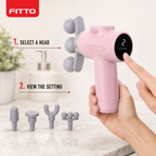 72 Pieces Mini Facial Massage Gun, 4 Massage Heads, LCD Display, Type-C Port, Pink, 1 Piece