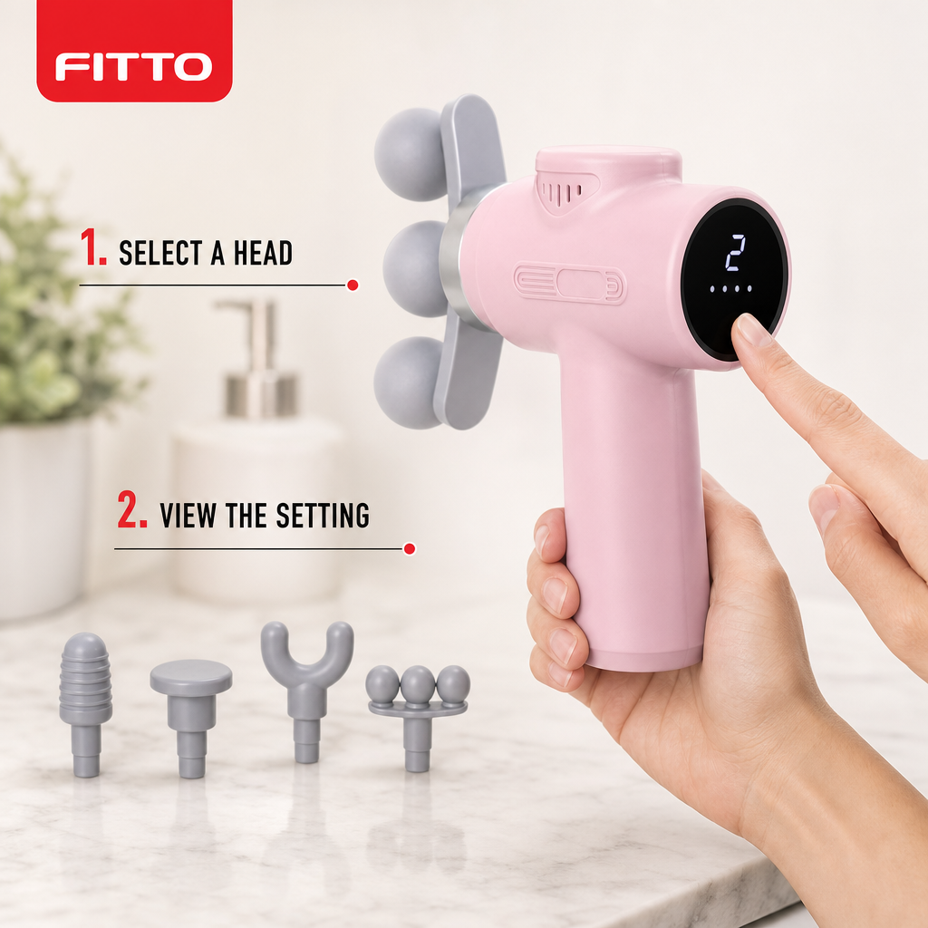 72 Pieces Mini Facial Massage Gun, 4 Massage Heads, LCD Display, Type-C Port, Pink, 1 Piece