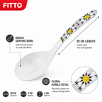 144 Pieces Melamine Rice Ladle, White Floral Serving Spoon with 30 cm Handle