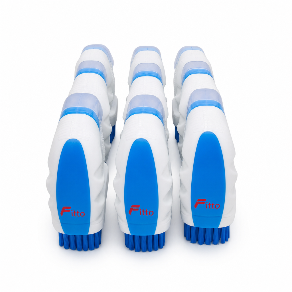 72 Pieces Shoe Cleaning Brushes with Built-In Liquid Dispensers, White and Blue, 6 Pieces