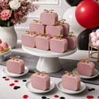 96 Pieces Pink Candy Favor Boxes with Rope Handles, 4 x 7.5 x 10.5 cm, 12 Pieces