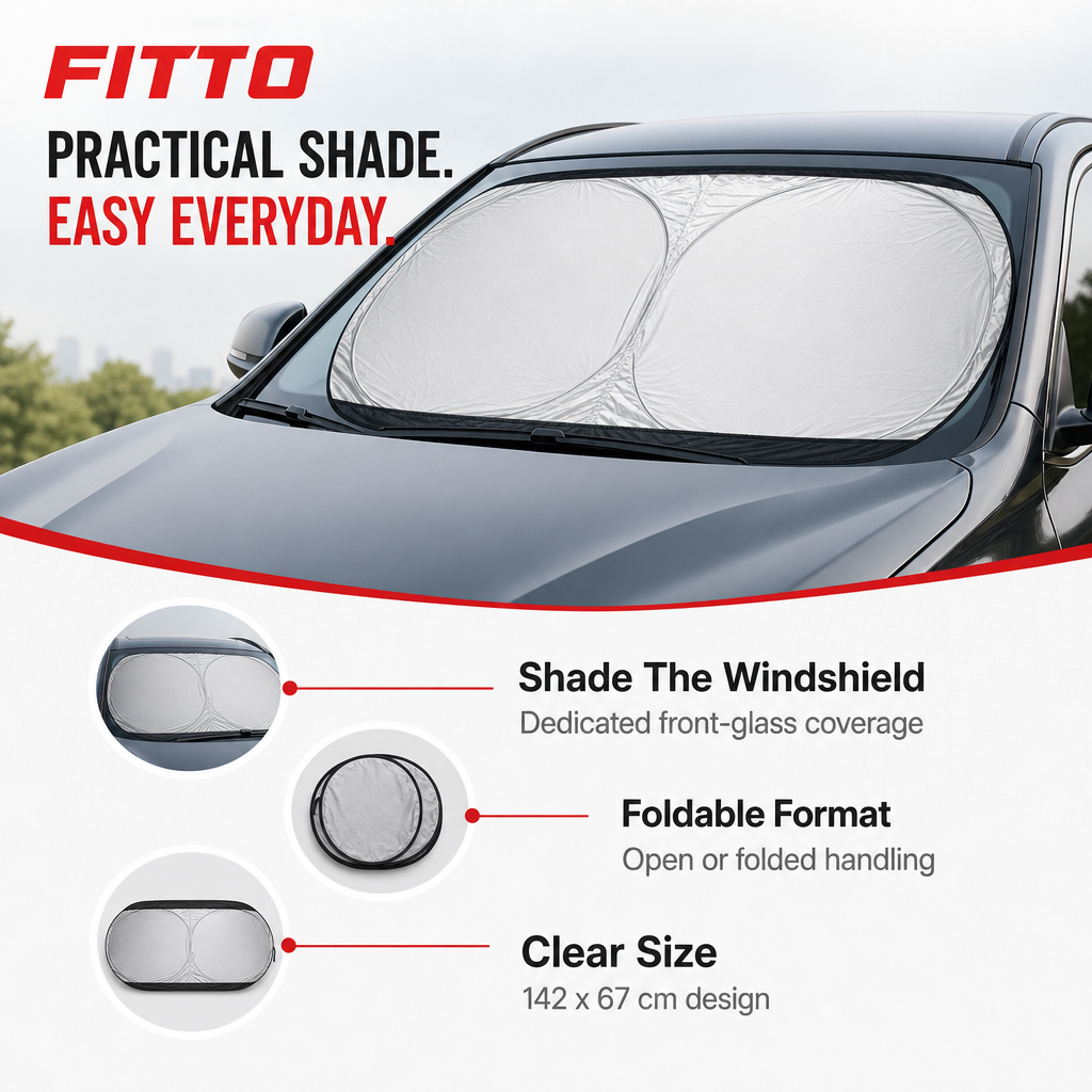 96 Pieces Foldable Windshield Sun Shade, 142 x 67 cm, Round Design, 1 Piece