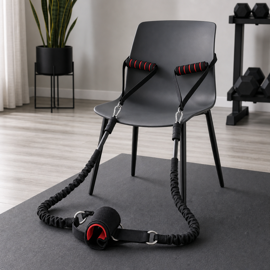 48 Pieces Chair Resistance Trainer, Black and Red Seated Exercise Equipment, 1 Set