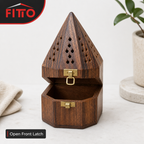 96 Pieces Wooden Pyramid Incense Burner Box with Latch and Ventilation Holes, Brown, 3.5 Inch